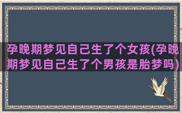 孕晚期梦见自己生了个女孩(孕晚期梦见自己生了个男孩是胎梦吗)