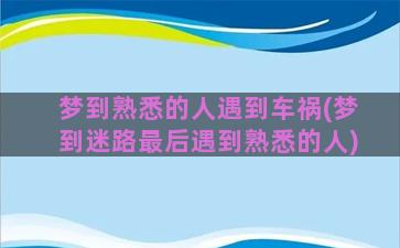 梦到熟悉的人遇到车祸(梦到迷路最后遇到熟悉的人)