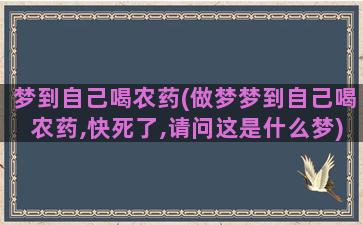 梦到自己喝农药(做梦梦到自己喝农药,快死了,请问这是什么梦)