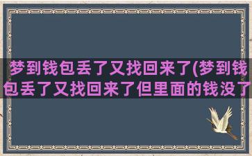 梦到钱包丢了又找回来了(梦到钱包丢了又找回来了但里面的钱没了)