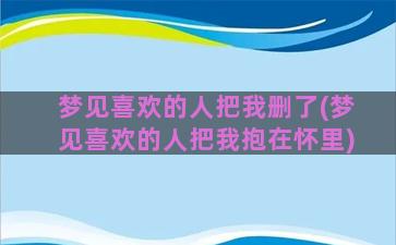 梦见喜欢的人把我删了(梦见喜欢的人把我抱在怀里)