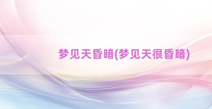 梦见天昏暗(梦见天很昏暗)