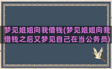 梦见姐姐向我借钱(梦见姐姐向我借钱之后又梦见自己在当公务员)