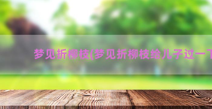 梦见折柳枝(梦见折柳枝给儿子过一下官)