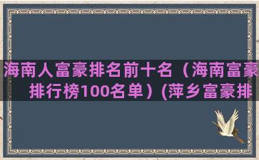 海南人富豪排名前十名（海南富豪排行榜100名单）(萍乡富豪排名前50)